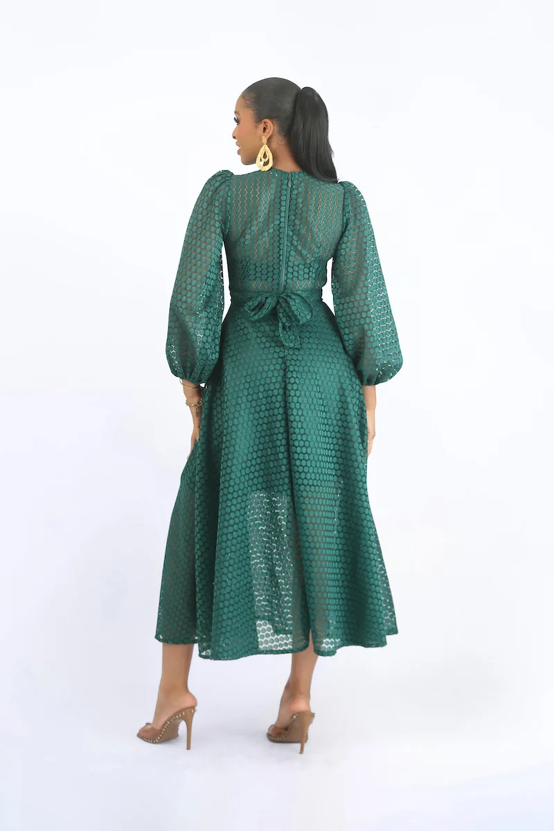 LISA CORD LACE DRESS IN GREEN - Zephans & Co