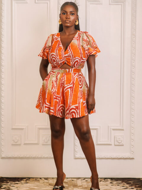 RUMI ROMPER IN ORANGE